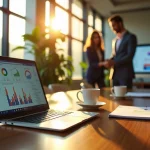 Dos profesionales hablando en una agencia SEO.