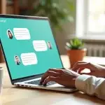 Par de manos tecleando en una laptop ChatGPT online.
