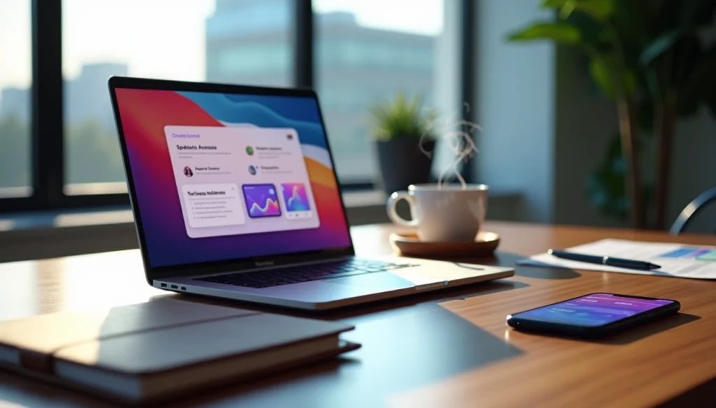 Laptop sobre escritorio para el uso de Claude AI para marketing digital.