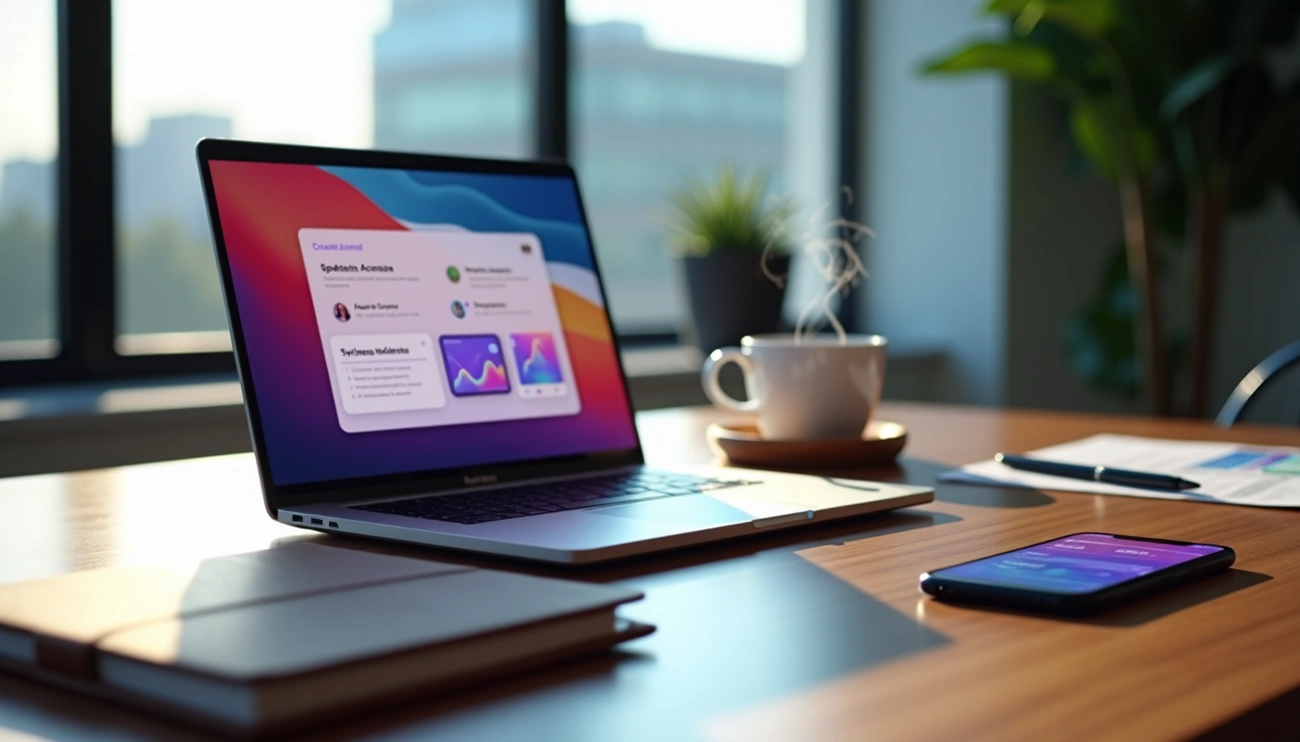 Laptop sobre escritorio para el uso de Claude AI para marketing digital.